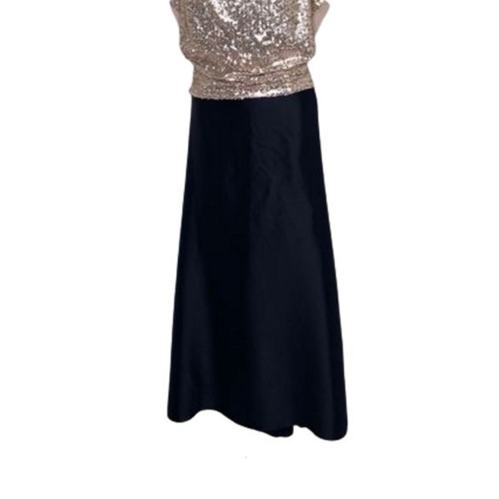 💋cache black satin-like maxi skirt